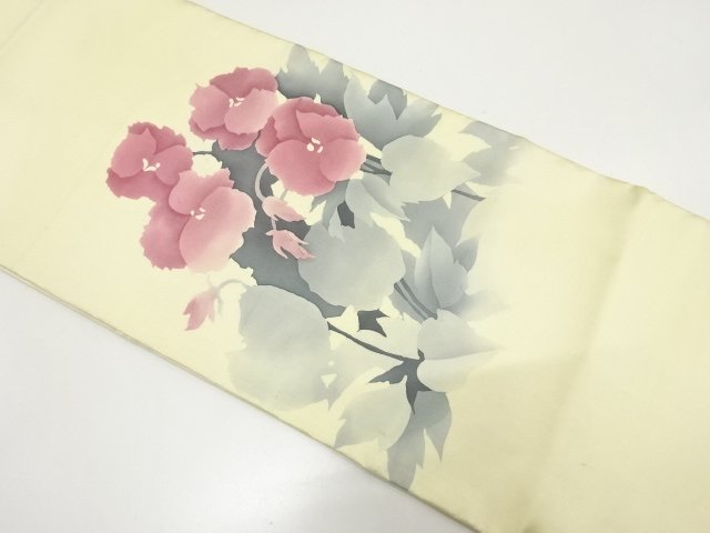 JAPANESE KIMONO / ANTIQUE FUKURO OBI / SILK / FLOWER 